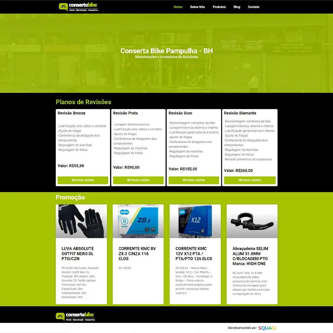 Site desenvolvido para Conserta Bike Pampulha