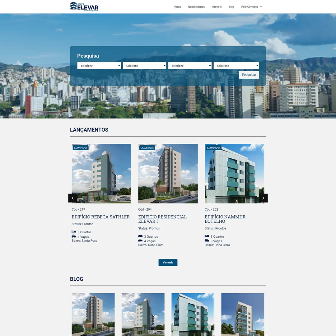 Site desenvolvido para Elevar Construtora
