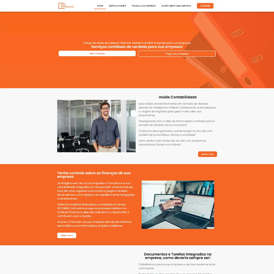 Site desenvolvido para Inside Contabilidade