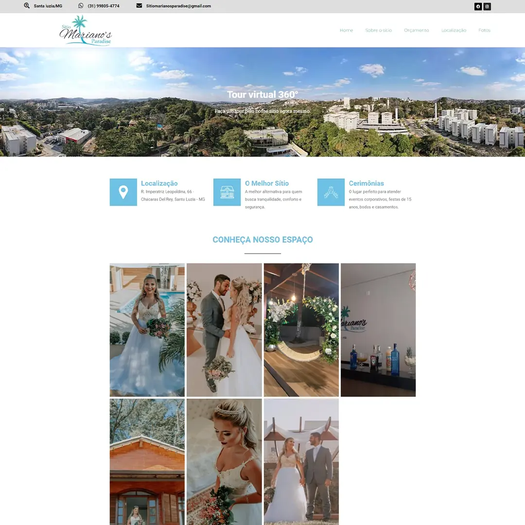 Site desenvolvido para Sitio Marianos Paradise