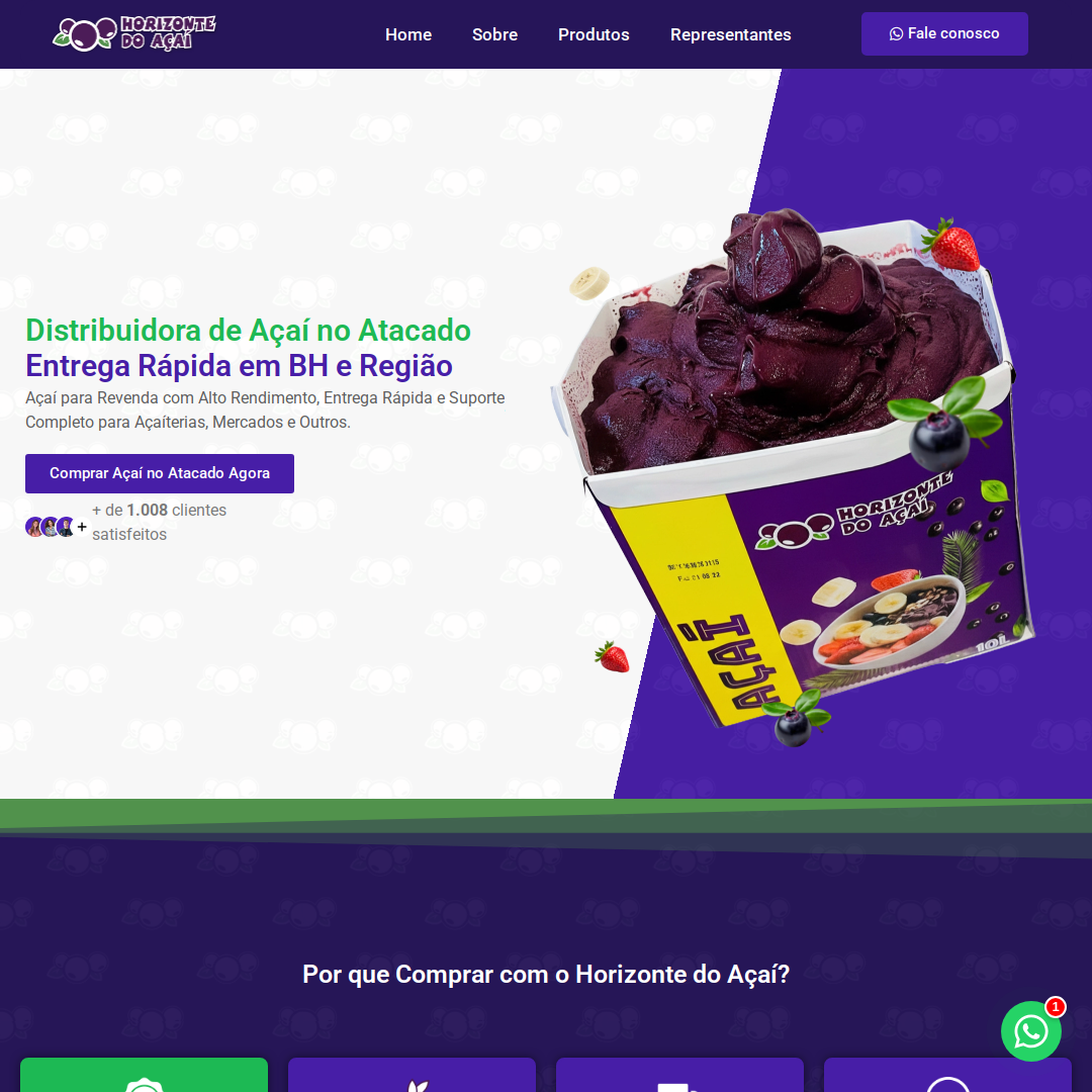 Site desenvolvido para Horizonte do Açaí