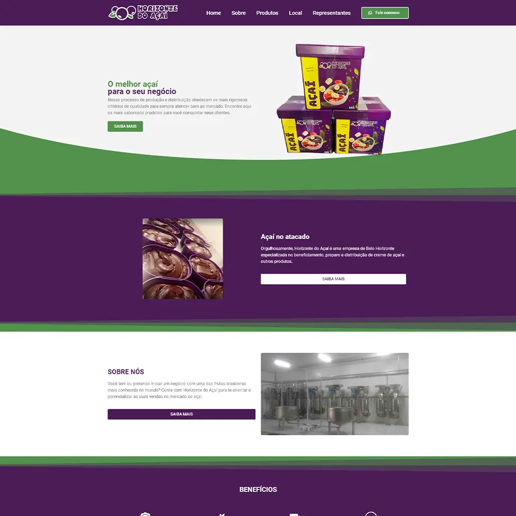 Site desenvolvido para Horizonte do Açaí